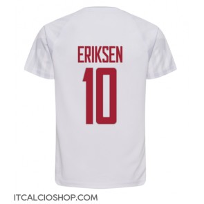 Danimarca Christian Eriksen #10 Seconda Maglia Mondiali 2022 Manica Corta